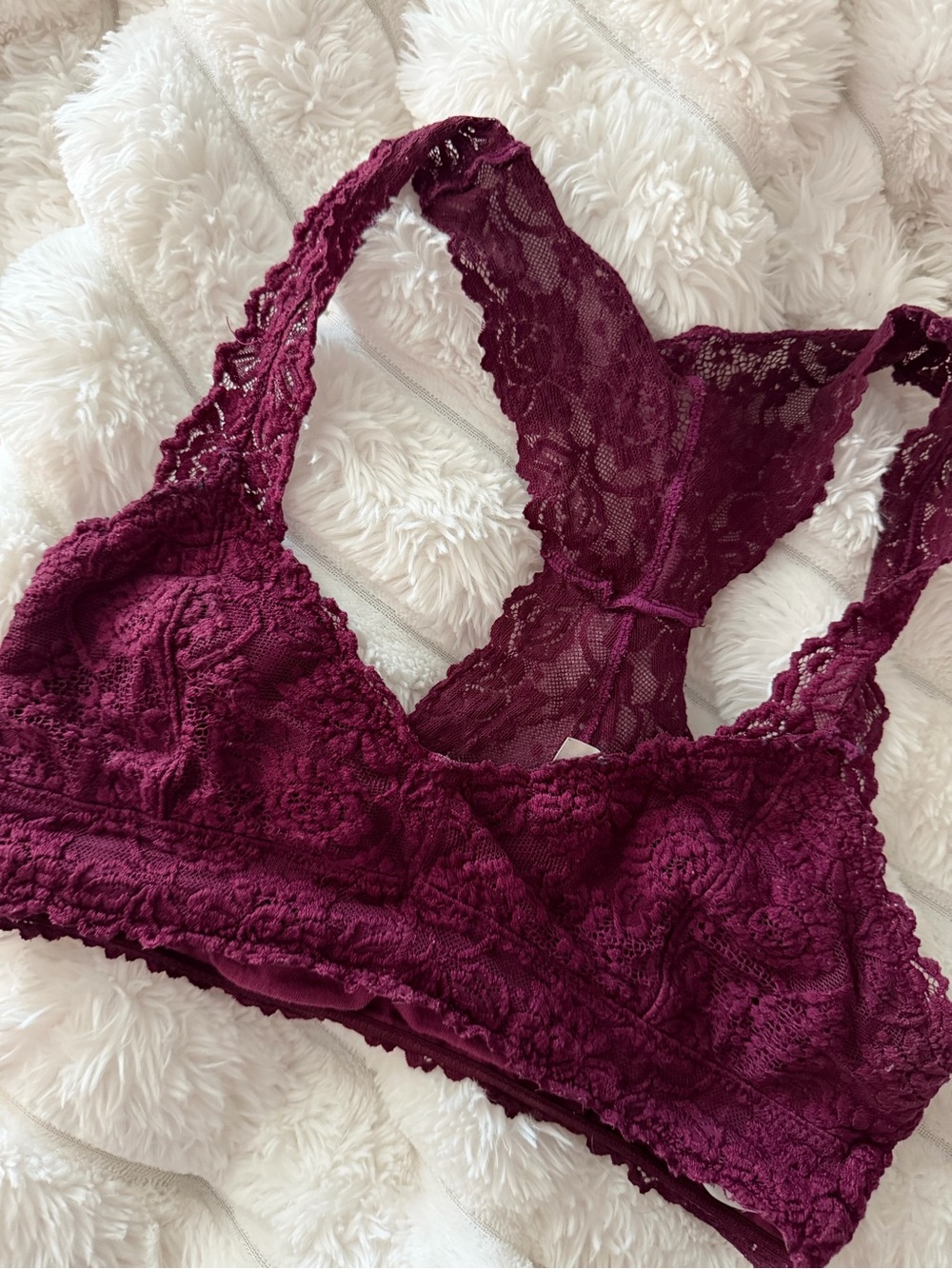 Lace Racerback Bralette in Deep Burgundy